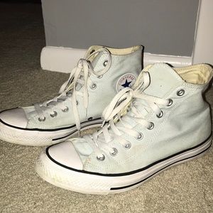 Gently worn light blue high top converse